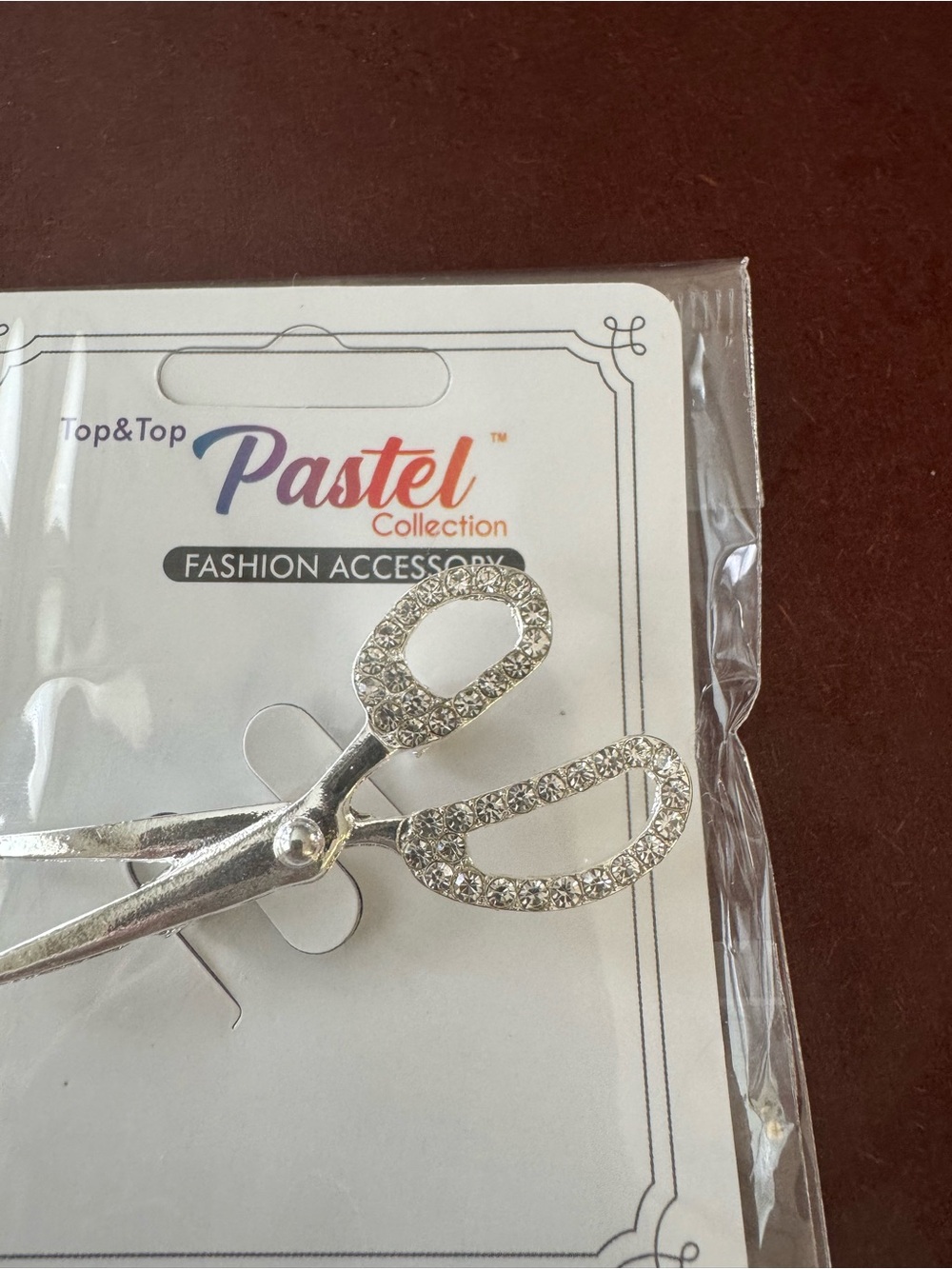 Silver-Tone Rhinestone Scissors Brooch